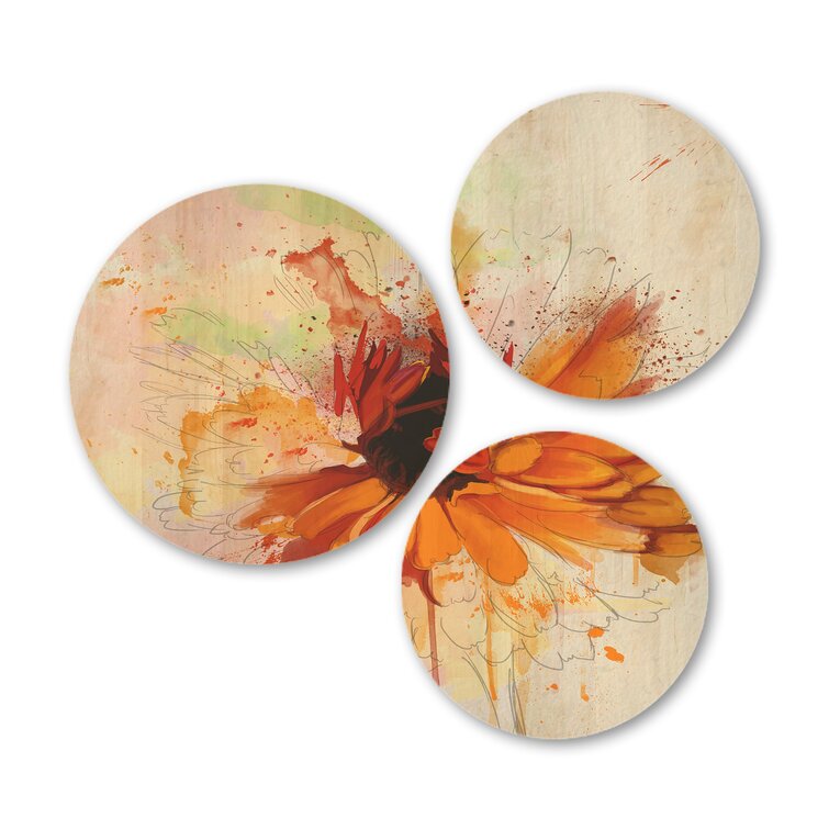 Bless International Sunflower On Wood 3 Pieces Painting Wayfair Canada   Sunflower On Wood 3 Pieces Painting 